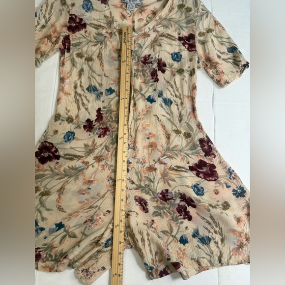 Earthbound Floral Boho Romper Puff Sleeve Button Front Women M - Picture 7 of 11